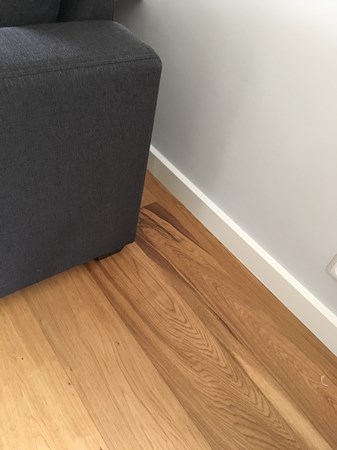 Fam. Blauwendraat uit Woudenberg.
Lamelparket 14x190mm. 
Naturel geolied. 