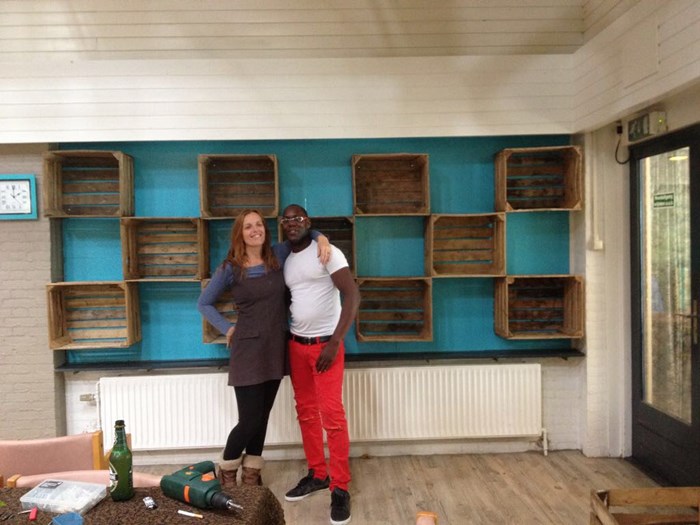 4-lats appelkisten 30x40x50cm als wanddecoratie gebruikt in Nijmegen.