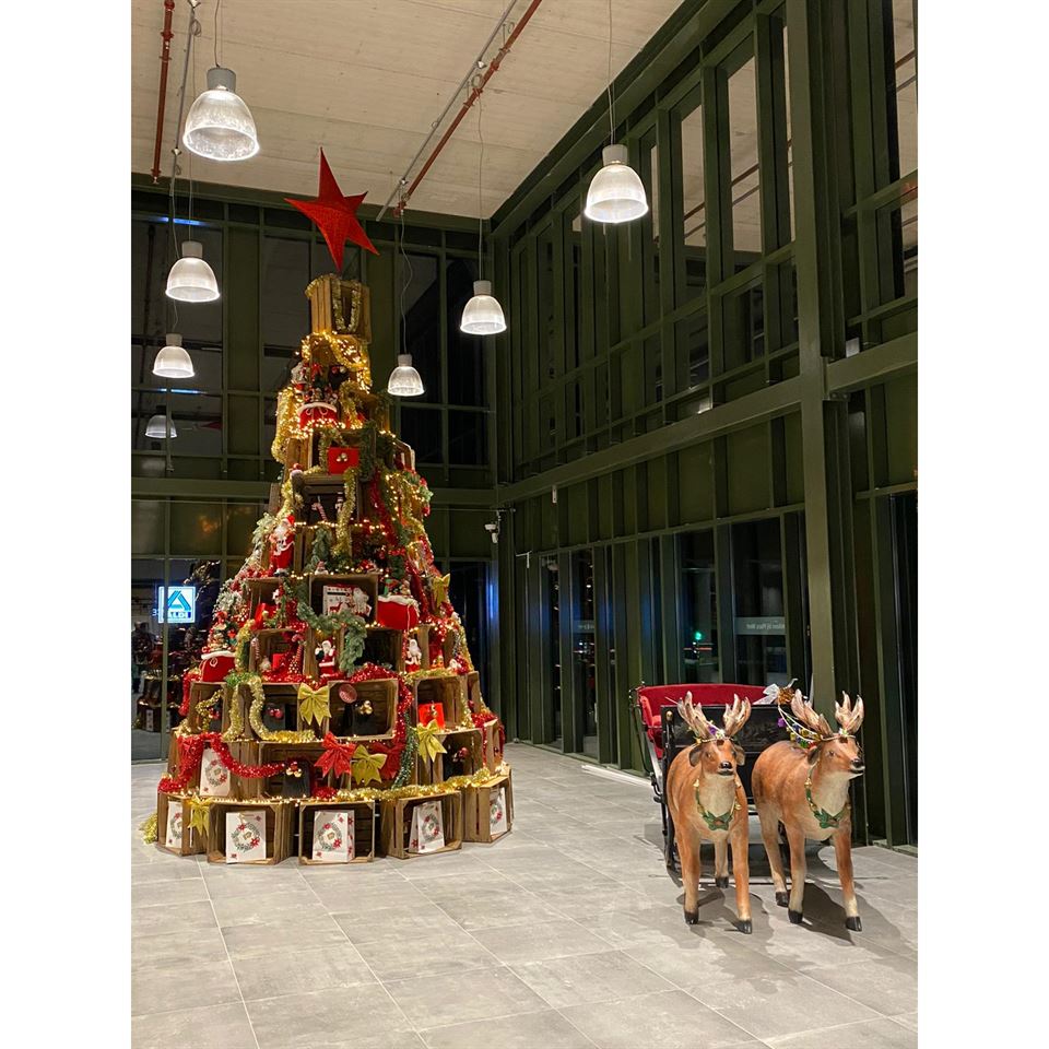 Kerstboom gemaakt van fruitkisten 30-40-50