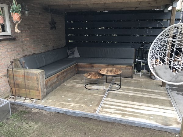 Vlonder gemaakt van de steenschotten 1m10 x 1m40.
Vlonder gemaakt van de steenschotten 1m10 x 1m40.